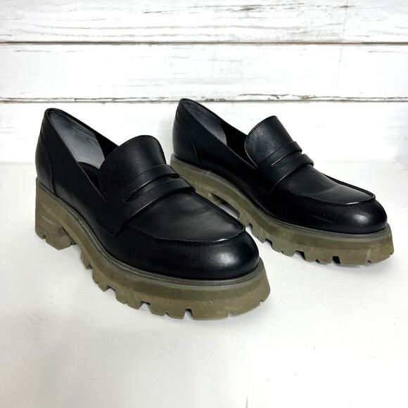 Marc Fisher Latika Lug Sole Platform Loafers Blackk Shoe Size 10 - Picture 1 of 9